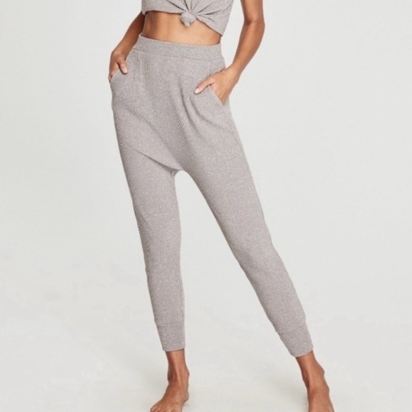 Spiritual Gangster Pants - SPIRITUAL GANGSTER Gray Gold Shimmer Lurex Harem High‎ Rise Jogger Pants Size S